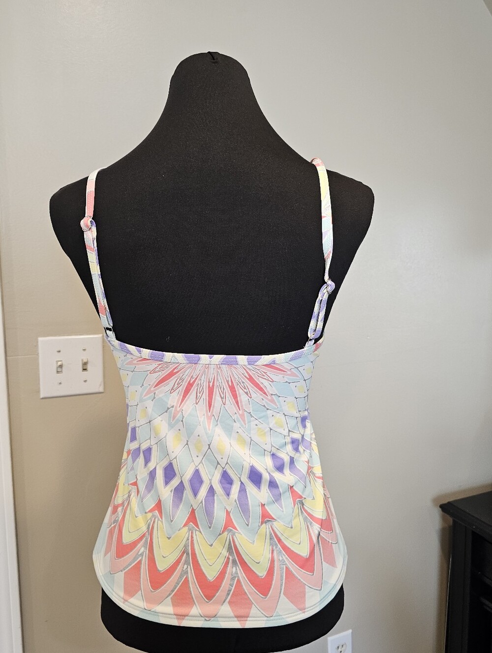 Bar III Pastel Kaleidoscope Strappy Tankini Top - Picture 3 of 5